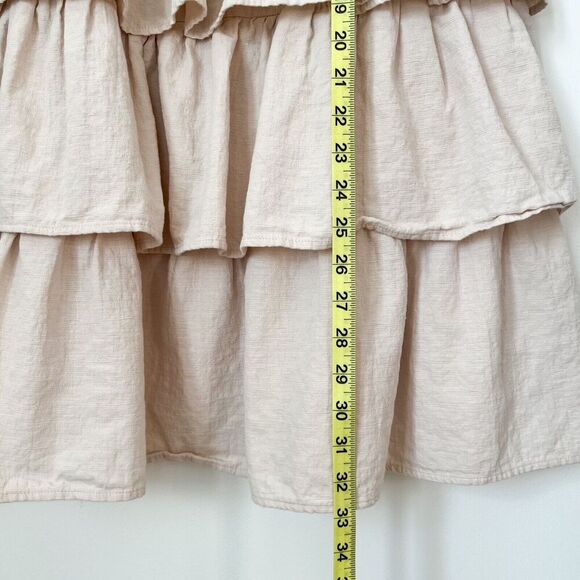 En Saison Viggo Sleeveless Tiered Mini Dress Womens Medium Beige Cotton Natural - Picture 13 of 16